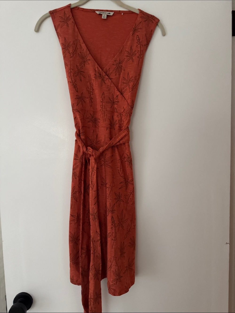 Toad&Co Terracotta Floral Wrap Midi Dress
